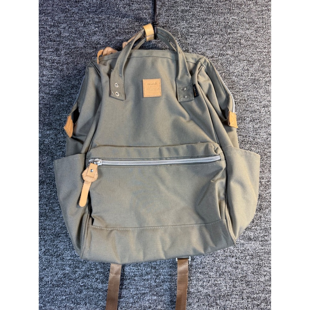 Himawari Olive Green Canvas Backpack Laptop Travel Bag with Leather Accents